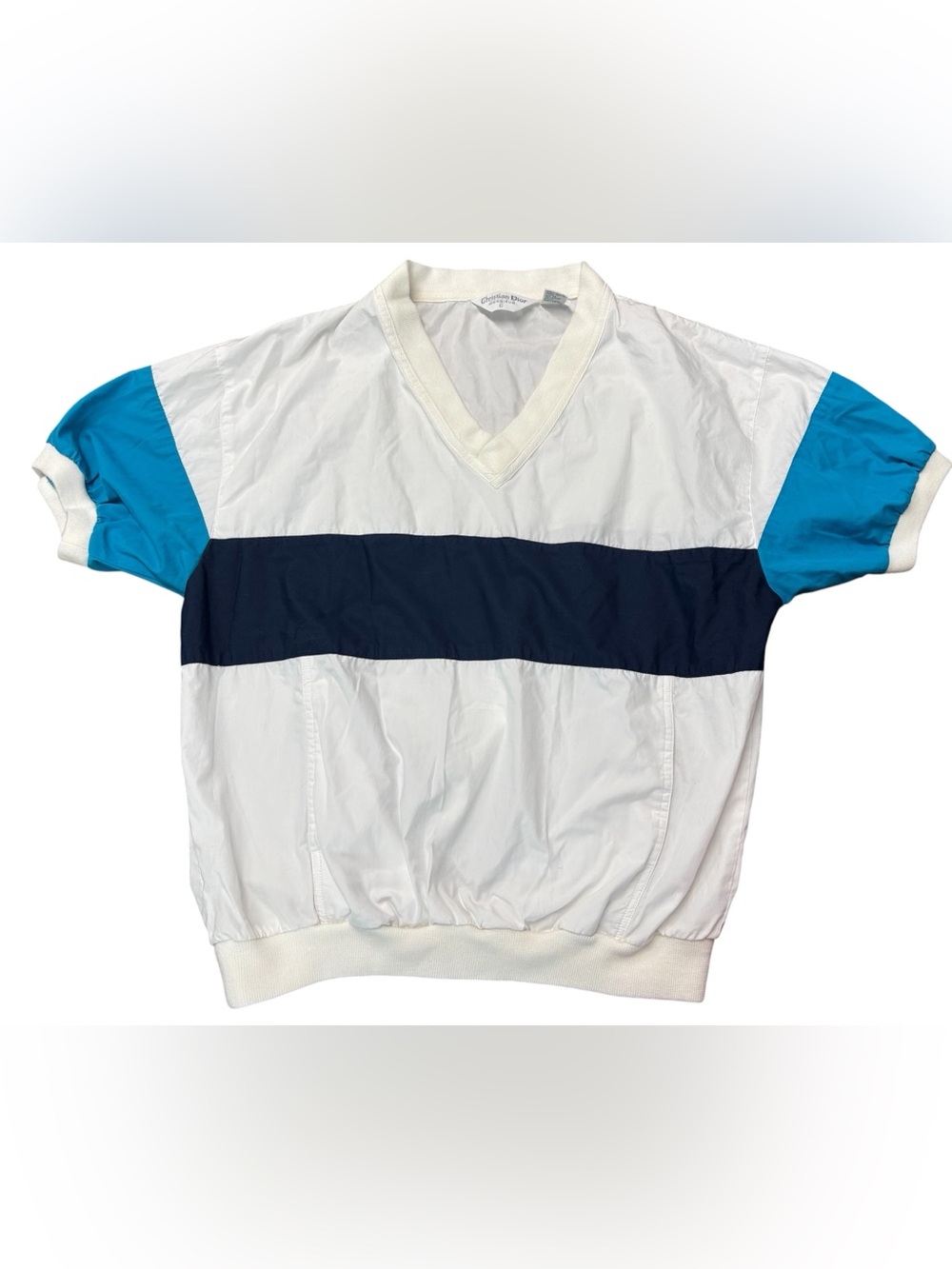 Vintage 80s Christian Dior Monsieur Polo Shirt Men’s L Chevron V Banded Waist